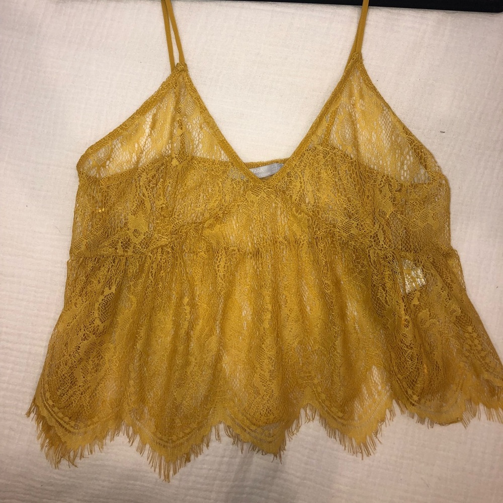Yellow Lace Babydoll Tank